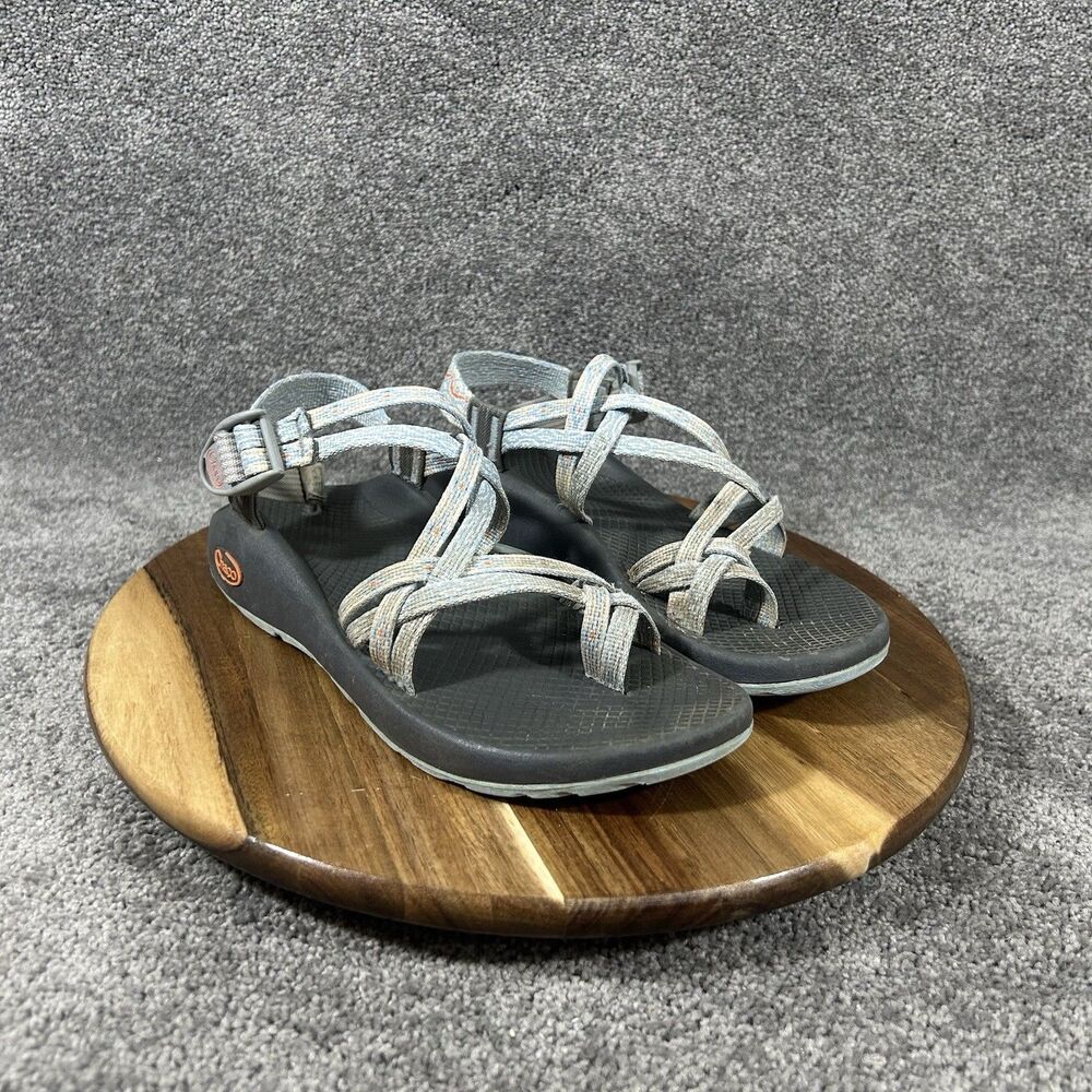Chaco ZX/2 Classic Womens Sz 8 Gray Blue Aztec Outdoor Trail Hiking Sandals Used